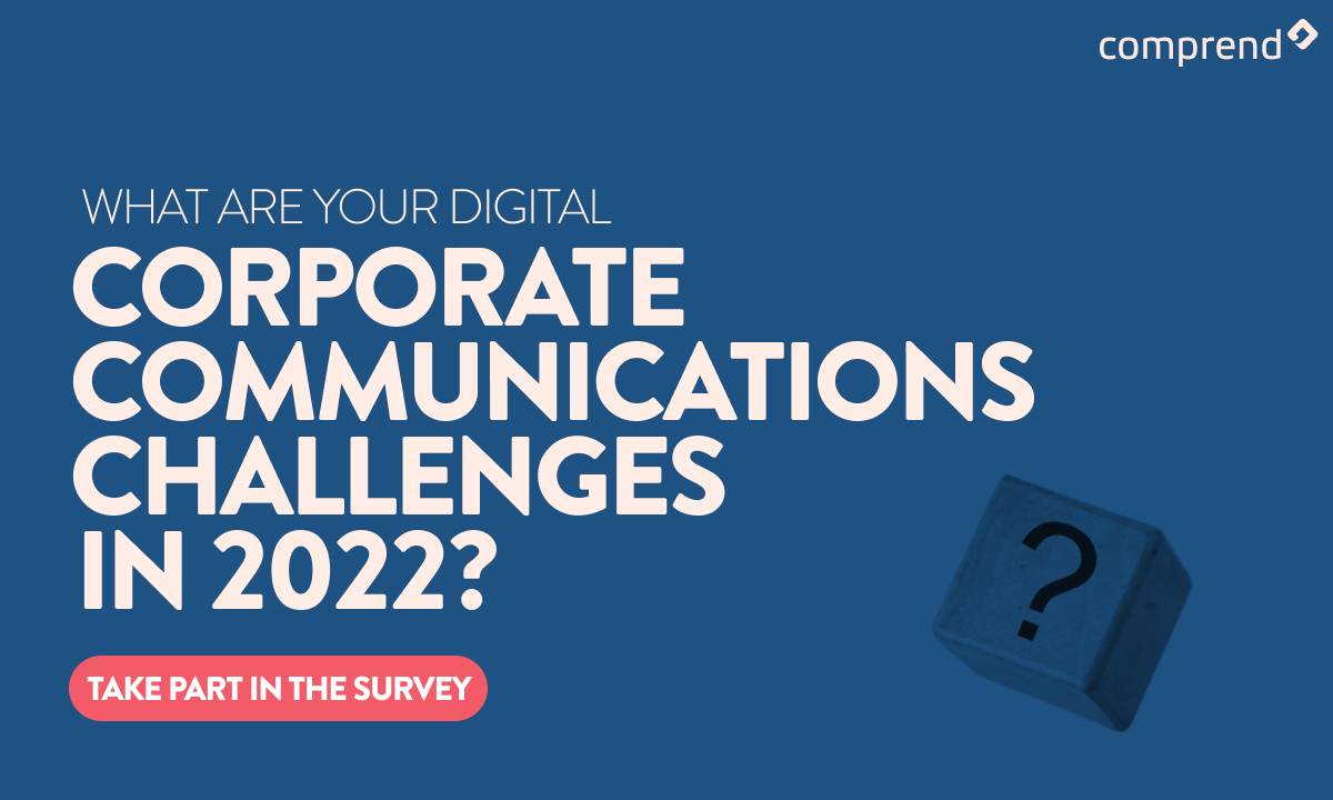 Image with text what are your digital corporate communications challenges  in 2022?
