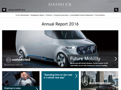 Screenshot of Daimler's annual report 2016