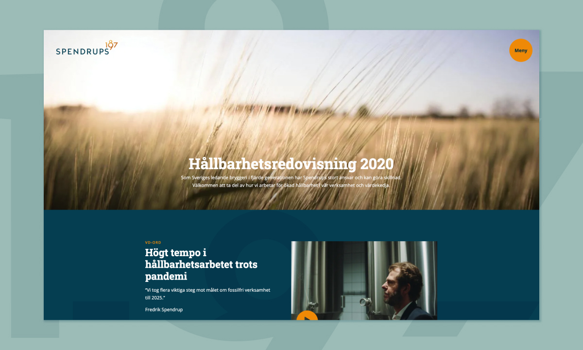 Screenshot of Spendrups' sustainability report 2020