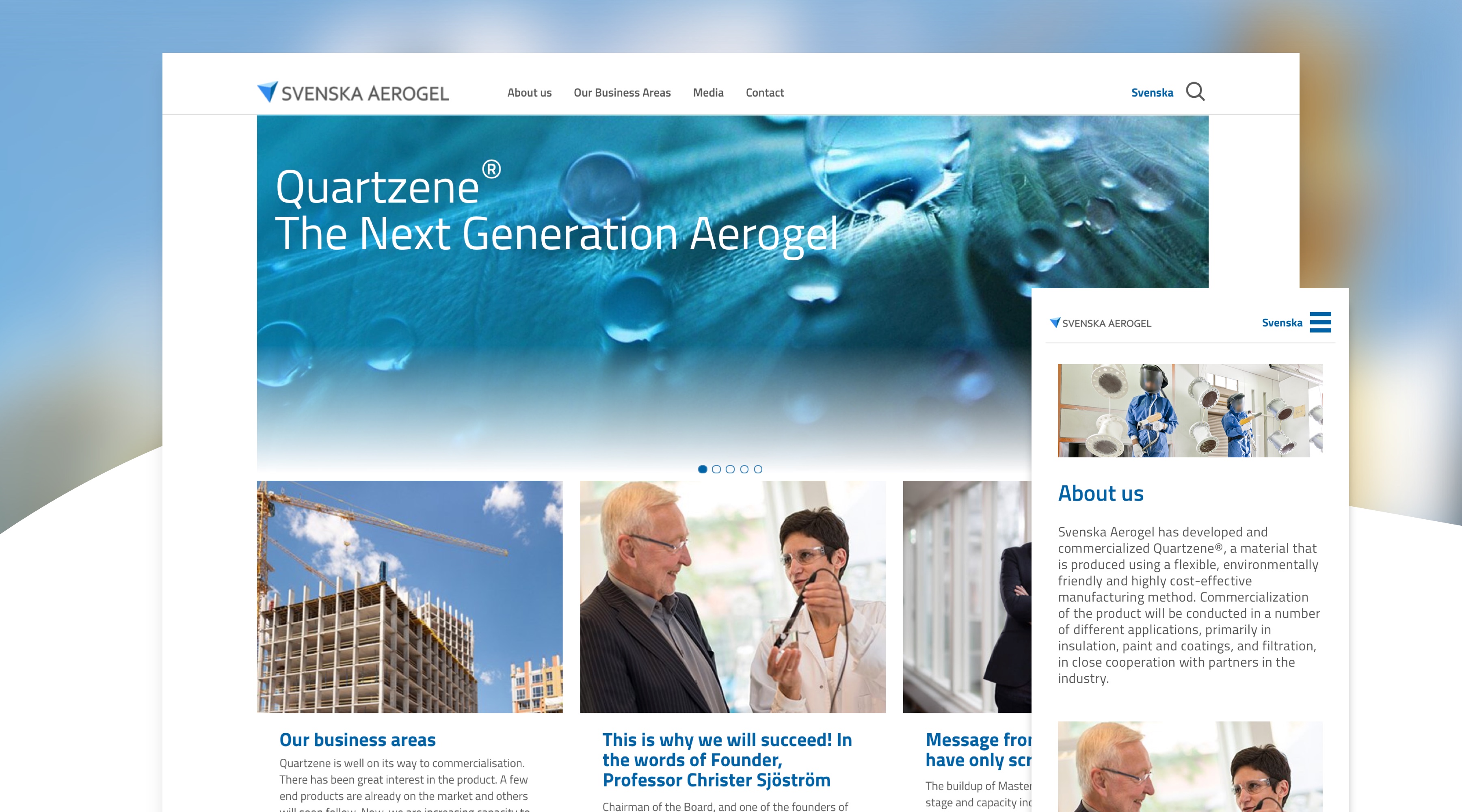 Screenshot of Aerogel website