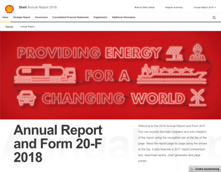 Screenshot from Shell's annual report 2018