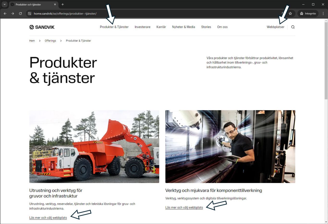 Sandvik group website