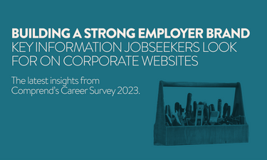 Image with text "building a strong employer brand: key information jobseekers look for on corporate websites"