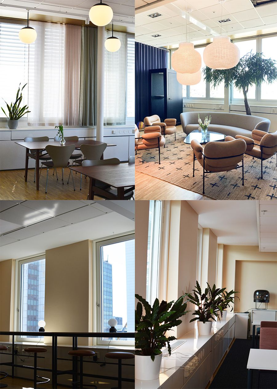 Collage of images showing the environment at the office.