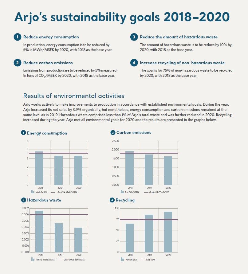 Screenshot from ARjo's annual report 2020
