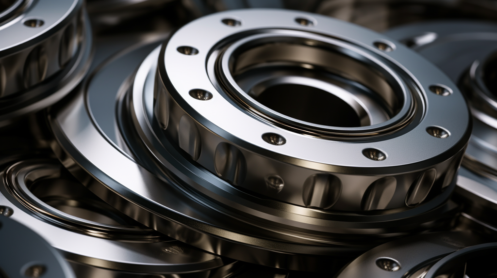 Close-up of precision ball bearings with a metallic finish.