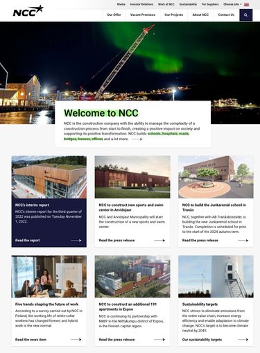 A screenshot of NCC's homepage.
