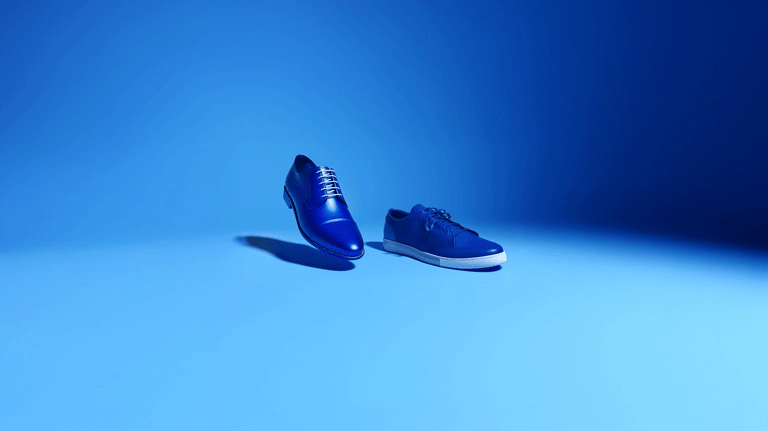 Two shoes placed as if dancing.